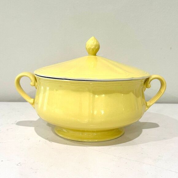 Yellow Buttercup Ironstone Vintage Covered Vegetable Bowl With Handles - Picture 6 of 8